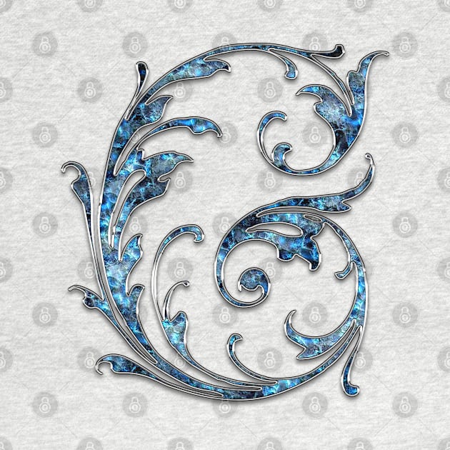 Ornate Blue Silver Letter G by skycloudpics